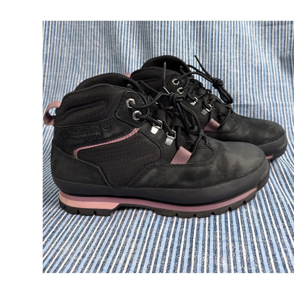 Timberland Black and Pink Waterproof Ankle Boots